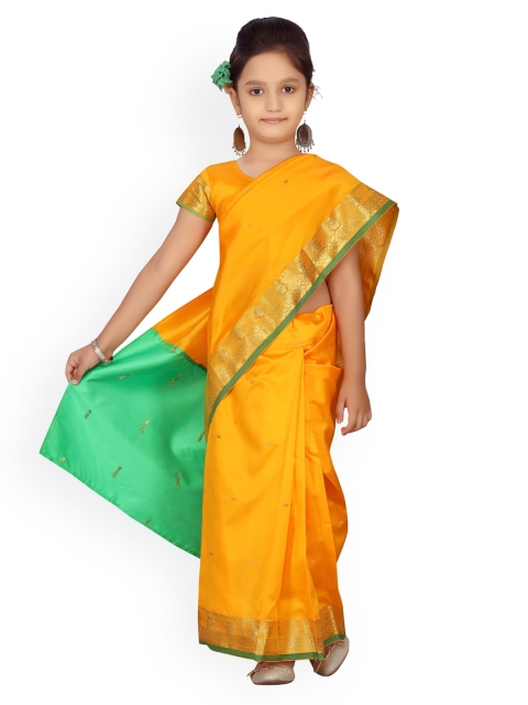 Aarika Yellow Pure Silk Woven Design Kanjeevaram Ready to Wear Saree