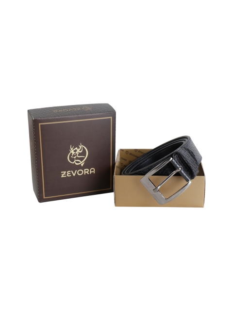 ZEVORA Men Black Textured Belt