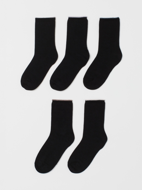 H&M Women Black Solid 5 Pack Socks
