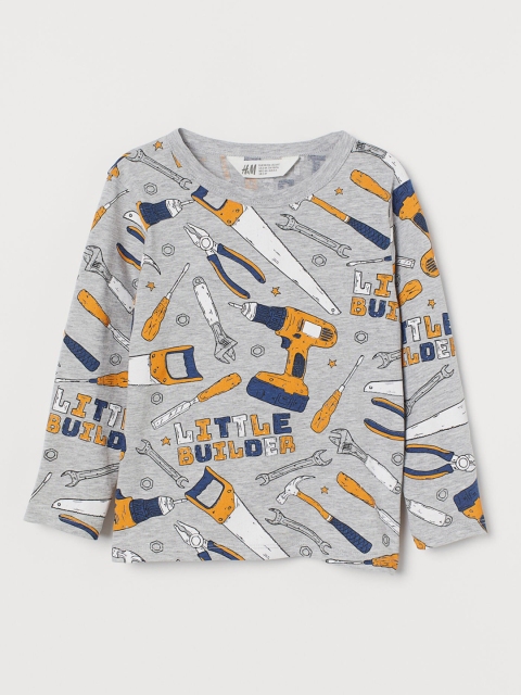 H&M Boys Grey Long-Sleeved Jersey Top