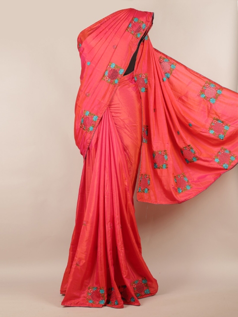 Pothys Pink Solid Art Silk Saree