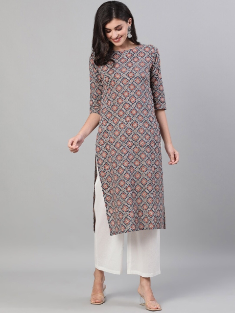 Nayo Women Blue Ethnic Motifs Printed Kurta