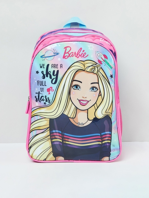 max Girls Pink Barbie Print Backpack