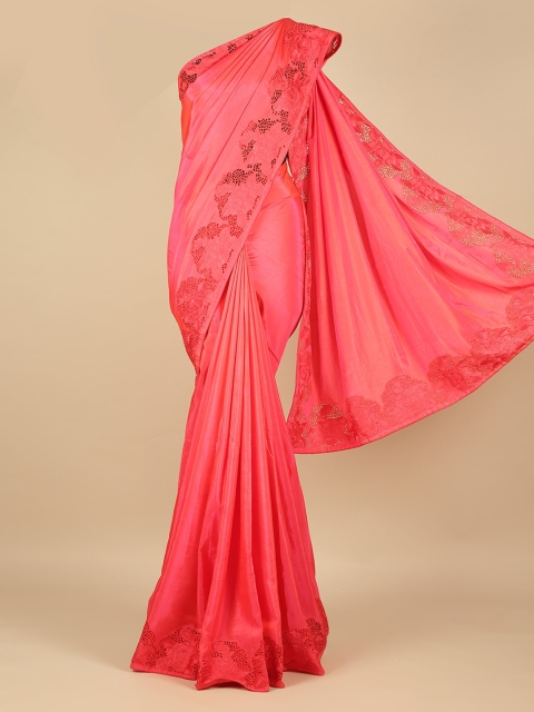Pothys Pink Solid Art Silk Saree