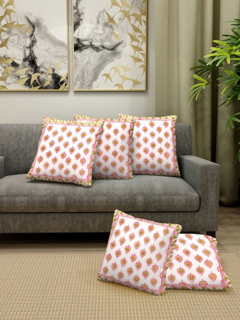 Gulaab Jaipur White & Pink Set of 5 Hand Block Ethnic Motifs Printed Square Cushion Covers
Gulaab Jaipur White & Pink Set of 5 Hand Block Ethnic Motifs Printed Square Cushion Covers