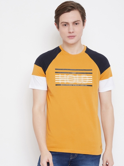 Octave Men Yellow Printed Round Neck T-shirt