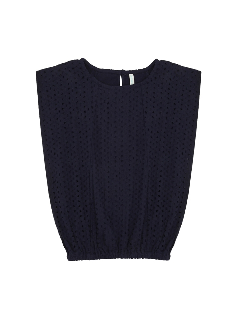 Pantaloons Junior Girls Navy Blue Pure Cotton Blouson Top