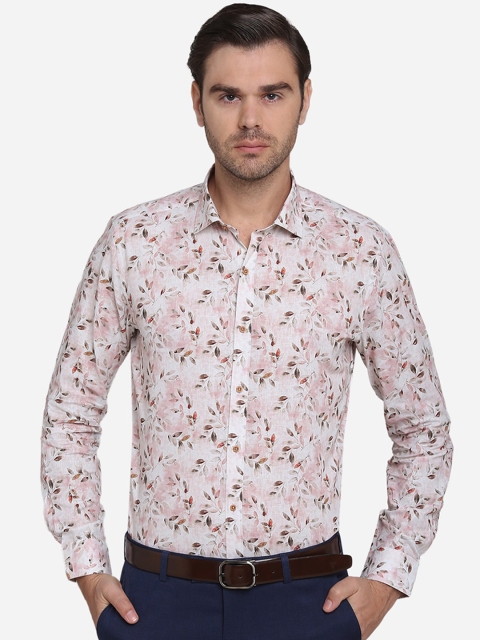 JB STUDIO Men Pink Slim Fit Printed Casual Shirt