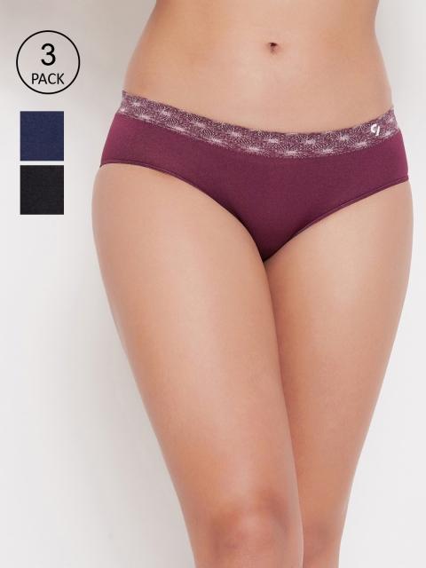 C9 AIRWEAR Women Pack of 3 Solid Hipster Briefs P1164_Pack1, Black