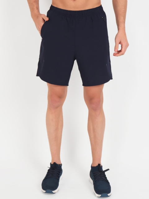 VEGA Men Navy Blue Solid Slim Fit Sports Shorts