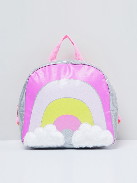 max Girls Silver-Toned & Pink Backpack
