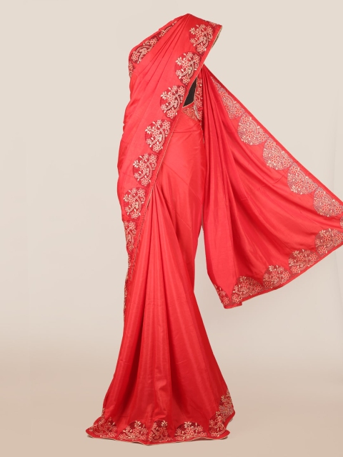 Pothys Red Solid Art Silk Saree