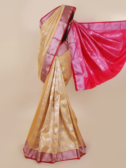 Pothys Cream-Coloured & Pink Art Silk Woven Design Saree