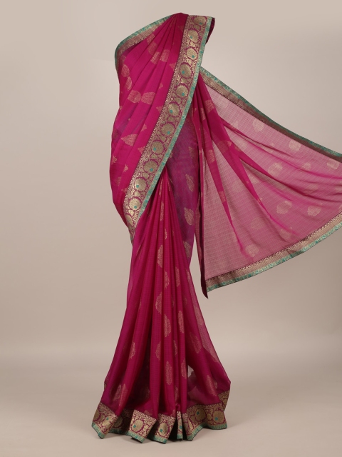 Pothys Pink Woven Design Poly Georgette Saree