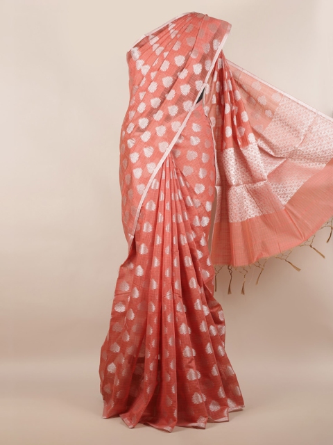 Pothys Peach-Coloured Woven Design Cotton Blend Saree