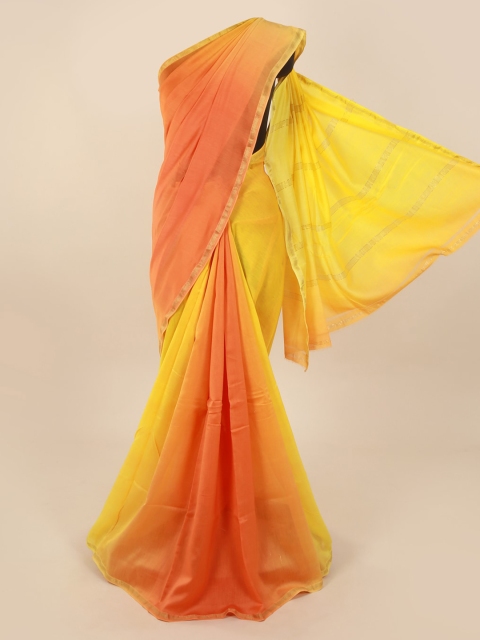 Pothys Yellow Colourblocked Pure Cotton Saree