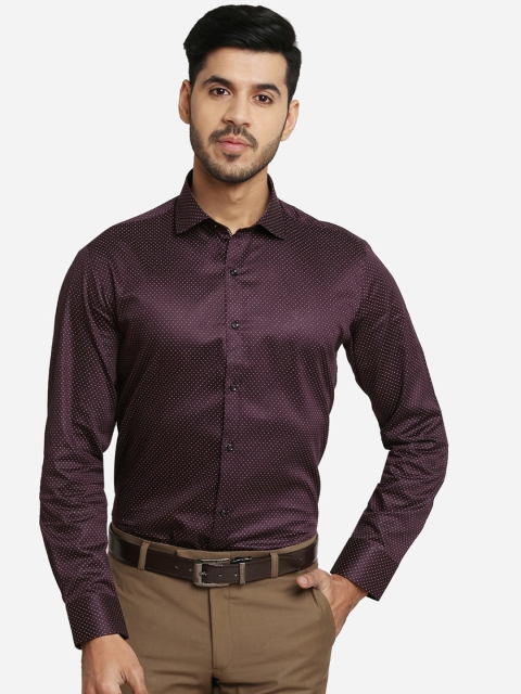 Greenfibre Men Purple Slim Fit Printed Formal Shirt