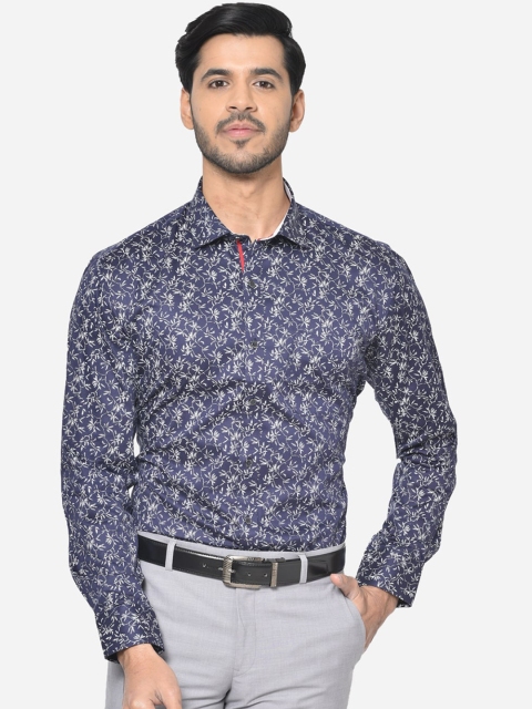 Greenfibre Men Blue Slim Fit Printed Formal Shirt
