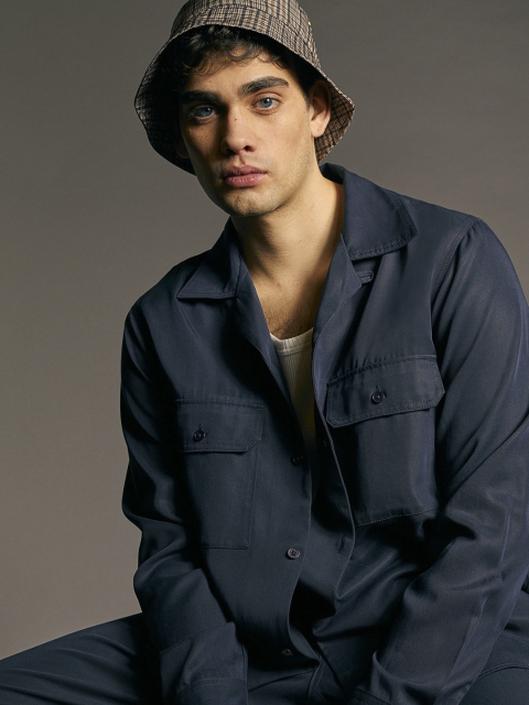 H&M Men Blue Resort-collar Sustainable Shirt