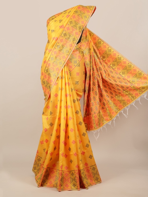 Pothys Yellow Woven Design Jute Silk Saree