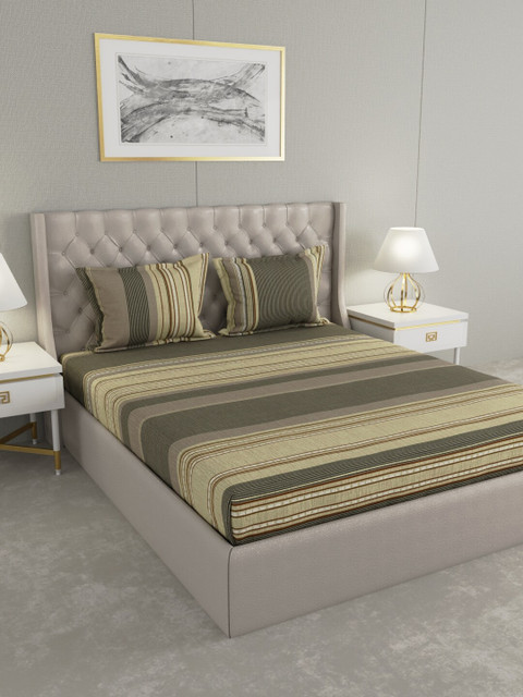Raymond Home Green Striped 210 TC Cotton 1 King Bedsheet with 2 Pillow Covers
Raymond Home Green Striped 210 TC Cotton 1 King Bedsheet with 2 Pillow Covers