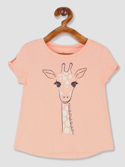 GAP Girls Pink Printed Round Neck T-shirt