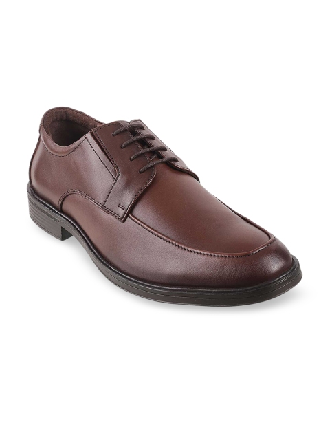 Metro Men Maroon Solid Leather Formal Derbys