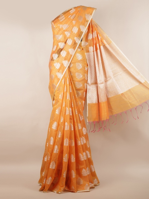 Pothys Mustard Woven Design Cotton Blend Saree