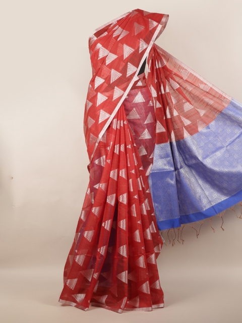 Pothys Maroon Woven Design Cotton Blend Saree