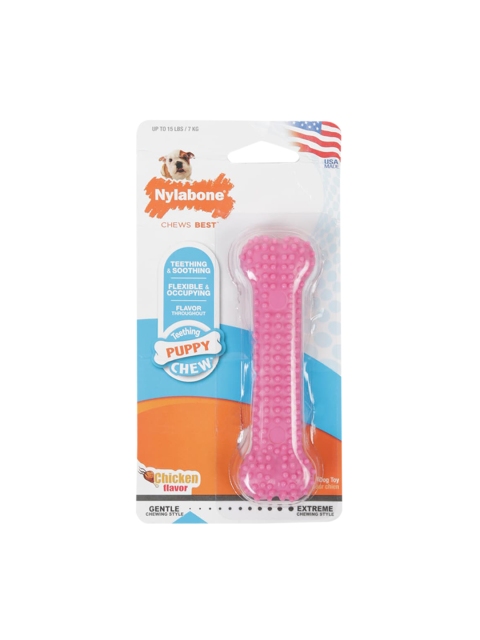 Nylabone Pink Textured Puppy Dental Chew Dog Toy