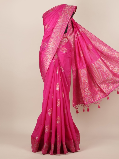 Pothys Pink Woven Design Jute Silk Saree
