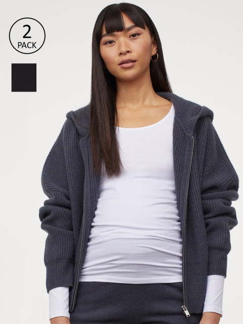 H&M MAMA Pack of 2 White & Black Jersey Tops