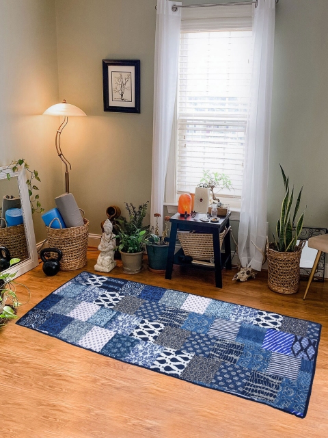 Tistabene Blue & White Printed Yoga Mat with Bag