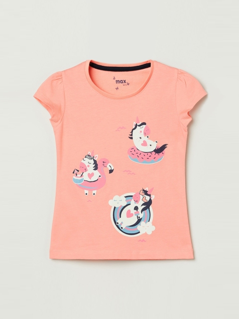 max Girls Pink Printed Top