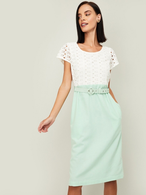 CODE by Lifestyle Women Green Self Design Sheath Dress