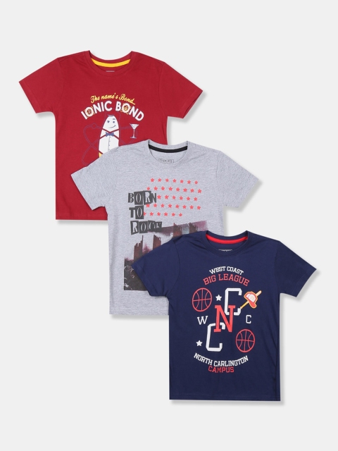 Cherokee Boys Pack Of 3 Printed Round Neck T-shirts, Red