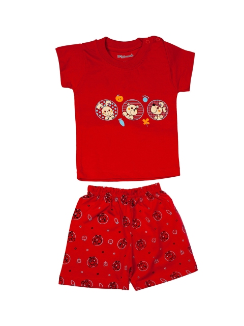 Zoom Minimondo Infant Kids Red & Blue Printed Night Suit