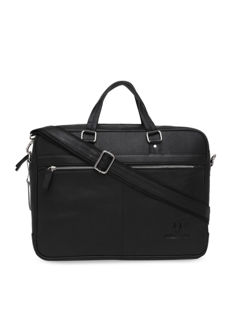 WildHorn Men Black Solid Genuine Leather 16 Inch Laptop Bag