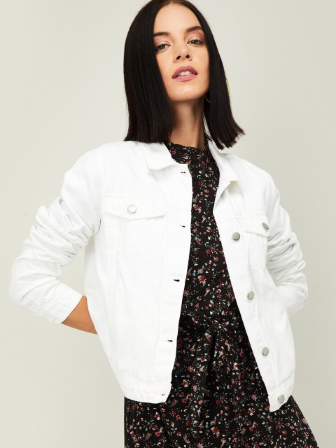 Fame Forever by Lifestyle Women White Denim Jacket