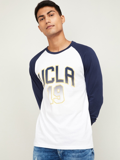 UCLA Men White Colourblocked Round Neck T-shirt