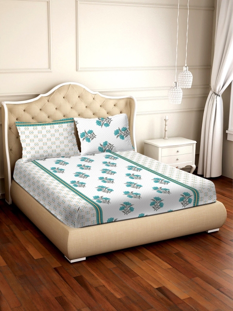 BELLA CASA White & Blue Ethnic Motifs 250 TC Cotton 1 King Bedsheet with 2 Pillow Covers
BELLA CASA White & Blue Ethnic Motifs 250 TC Cotton 1 King Bedsheet with 2 Pillow Covers