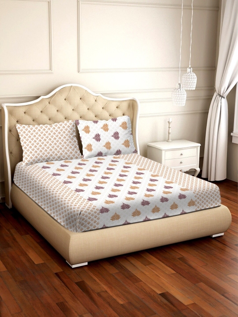 BELLA CASA White & Beige Ethnic Motifs 250 TC Cotton 1 King Bedsheet with 2 Pillow Covers
BELLA CASA White & Beige Ethnic Motifs 250 TC Cotton 1 King Bedsheet with 2 Pillow Covers