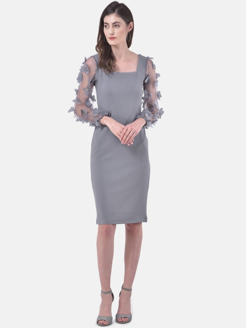 Eavan Women Grey Solid Sheath Dress