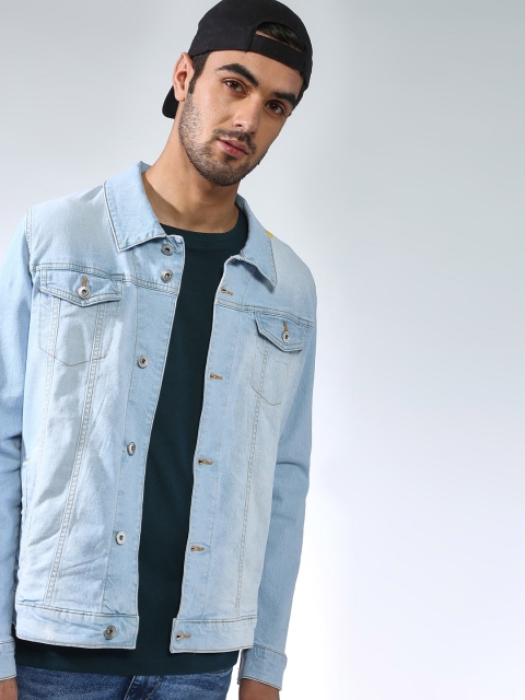 Blue Saint Men Blue Solid Lightweight Denim Jacket