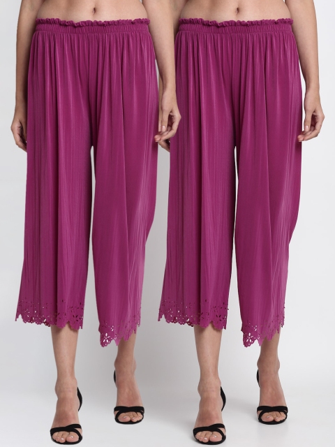 NEUDIS Women Purple Regular Fit Solid Culottes