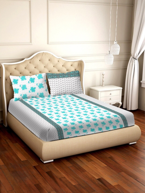 BELLA CASA White & Blue Ethnic Motifs 250 TC Cotton 1 King Bedsheet with 2 Pillow Covers
BELLA CASA White & Blue Ethnic Motifs 250 TC Cotton 1 King Bedsheet with 2 Pillow Covers