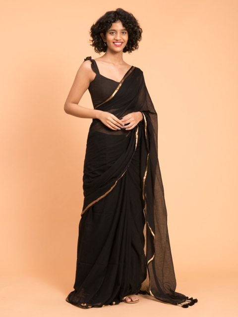 Suta Black & Gold Cotton Handloom Saree