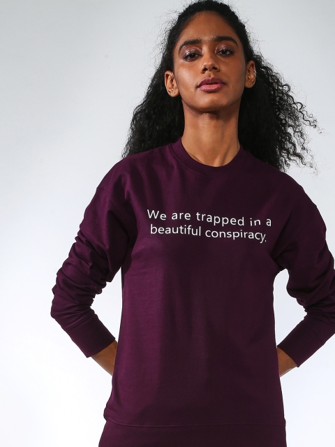 Blue Saint Women Purple Printed Sweatshirt