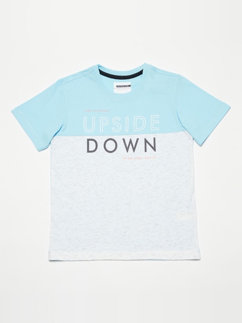 Octave Boys Blue Printed Round Neck T-shirt