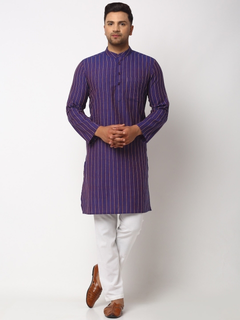 NEUDIS Men Purple Striped Kurta with Pyjamas